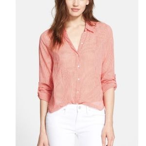 Joie Yavina Breton Gingham Button Down Shirt Top